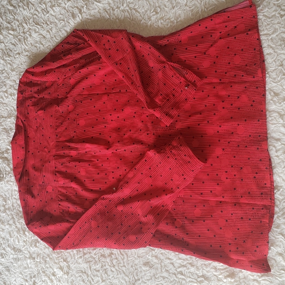 Notations Red Black Polka Dot Button Down Shirt XL - Picture 9 of 11